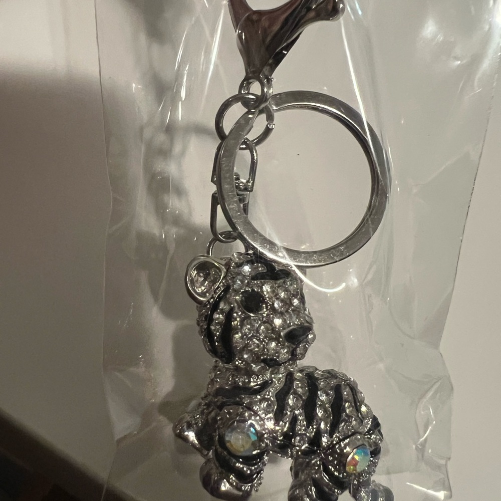 Silver and Black Tiger Keychain